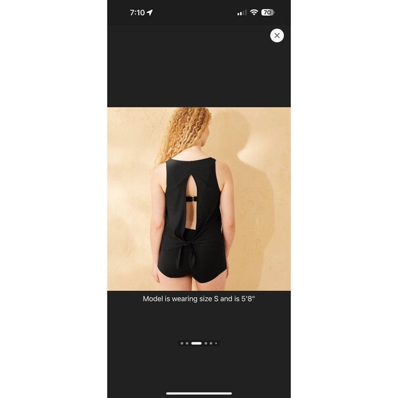 Kona Sol Women's Peek A Boo Tie Back Built In Padded Tankini Swim Top S - Picture 2 of 7